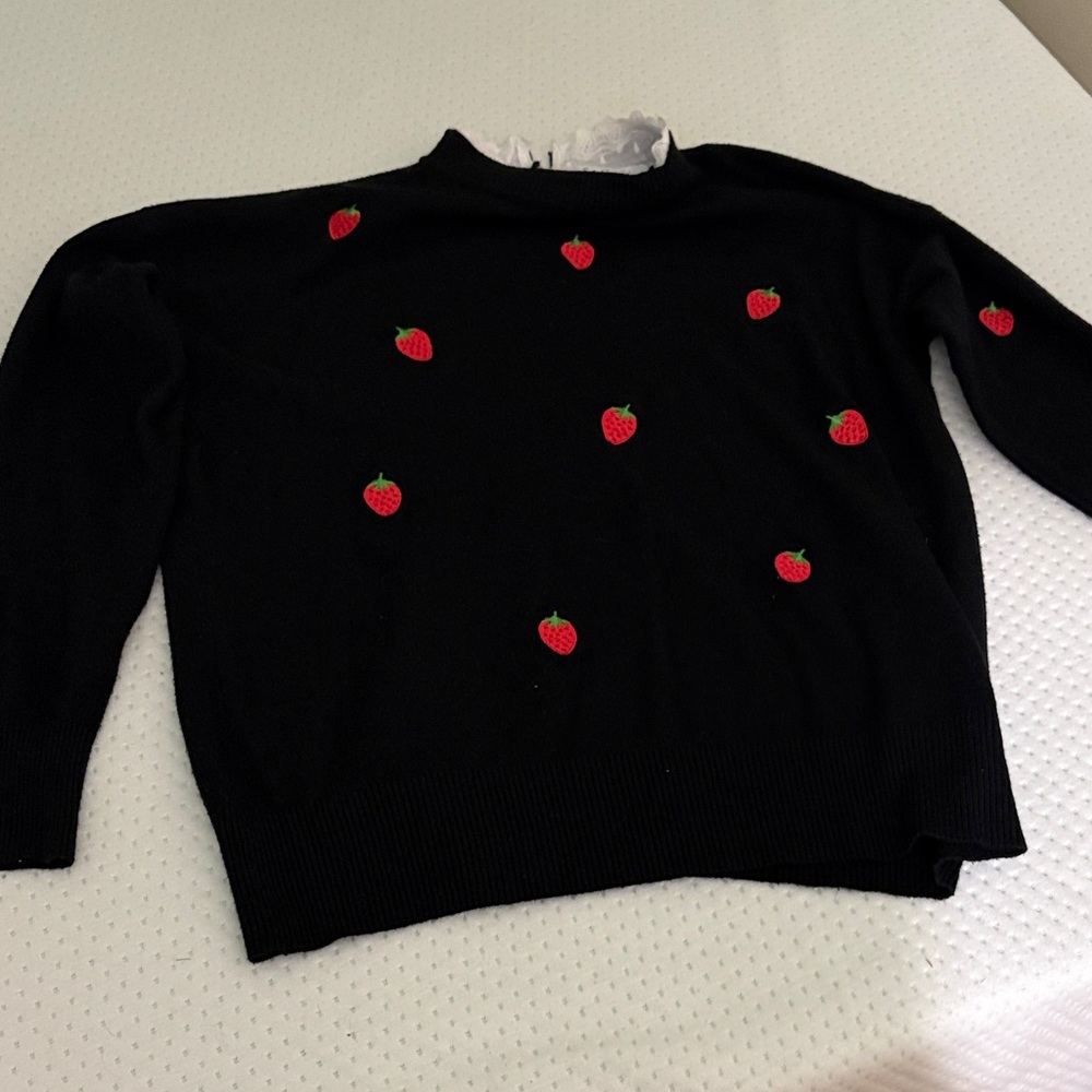 Sioni Black Sweater with Red Embroidery